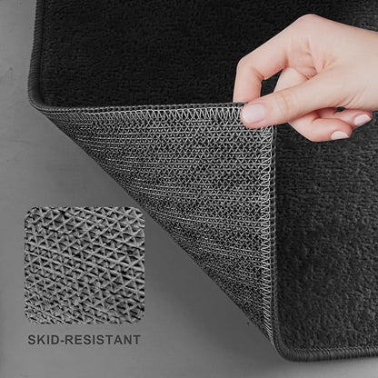 Bath Mat-Non-Slip Bathroom Floor Mats-Absorbent Quick Dry Low Pile Bathroom Rugs Fit Under Door-Bath Rug for Sink,Bathtub,Shower Room,20"×32",Black
