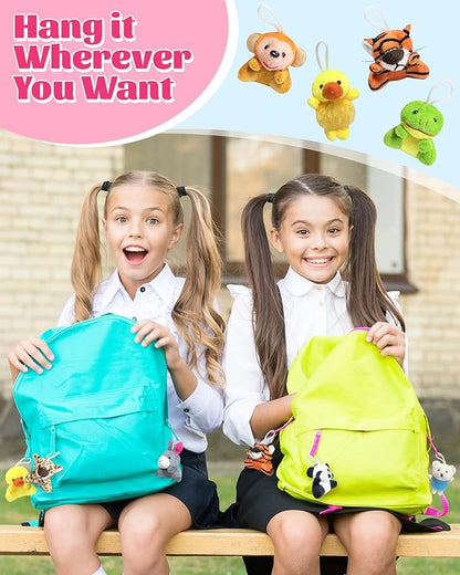 24 Pack Mini Stuffed Animals, Small Plush Keychain Party Favors for Kids 3-5, 4-8, 8-12, Bulk Treasure Box Toys for Classroom Prizes, Valentines Day School Gifts, Goodie Bags Stuffers