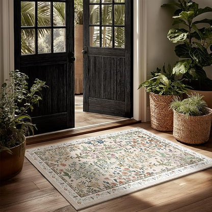 Machine Washable Small Rugs for Entryway: Door Mat Indoor Entrance 2x3 Throw Rug Non-Slip Low Pile Soft Kitchen Rugs for Front Door Indoor Entrance Entry Bedside Kids Room