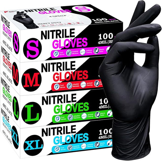 SANYU Nitrile Gloves, Powder-Free, Latex-Free, Non-Sterile, Food Safe, Disposable Gloves for Household, Heavy Duty, 4 Mil