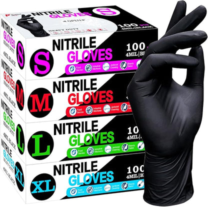 SANYU Nitrile Gloves, Powder-Free, Latex-Free, Non-Sterile, Food Safe, Disposable Gloves for Household, Heavy Duty, 4 Mil