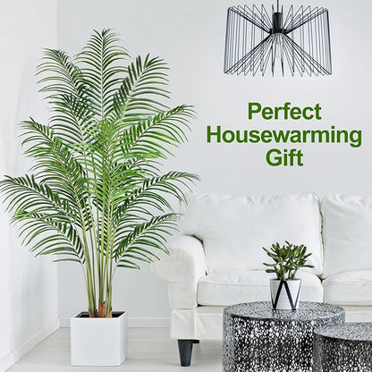 Artificial Palm Tree 6ft Tall Fake Palm Tree Indoor Decor with 18 Trunks and Real Bark Design Faux Tropical Areca Palm Silk Floor Plant in Pot for Home Office Living Room Bedroom Decor 2pcs
