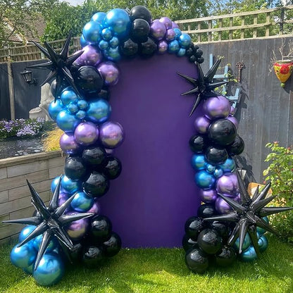 Black Blue and Purple Balloons, 12 Inch Metallic Blue Purple Black and Silver Confetti Balloons for Kids Boys Outer Space Astronaut Birthday Baby Shower Video Game Party Decorations