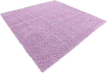 Unique Loom Solid Shag Collection Area Rug (8' Square, Lilac)