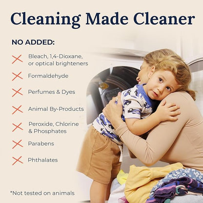 Miss Mouth's Messy Eater Laundry Detergent Sheets - 60 Loads Travel Friendly Detergent Sheets - Hypoallergenic, Sensitive Skin Safe, Pediatrician and Dermatologist Tested, Fragrance Free