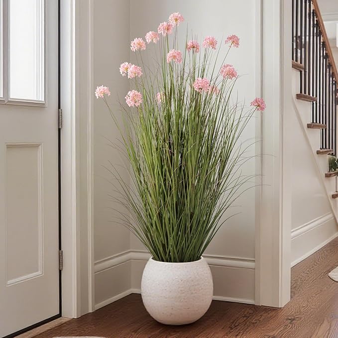 57in Lifelike Artificial Tall Grass Plant with 19 Lifelike Dandelion Flower and Non-Toxic,odorless Fake Tall Frass Plant Fake Plants for Indoor Decoration,Home Decor