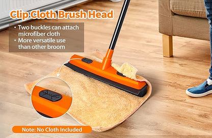 JEHONN Rubber Broom Carpet Rake for Pet Hair Remover, Fur Removal with Squeegee, Portable Detailing Brush Brush, 52.8 Inches Telescopic Long Handle for Fluff Carpet