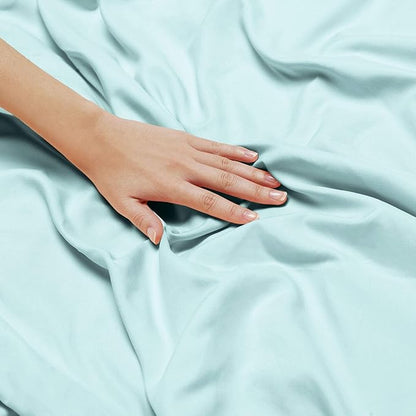 Nestl Full XL Sheet Set - Luxury 1800 Ultra-Soft Microfiber Full Extra Long Bed Sheets - Double Brushed - Deep Pockets - Easy Fit - 4 Piece Set - Bedding Sheets & Pillowcases (Full XL, Light Blue)