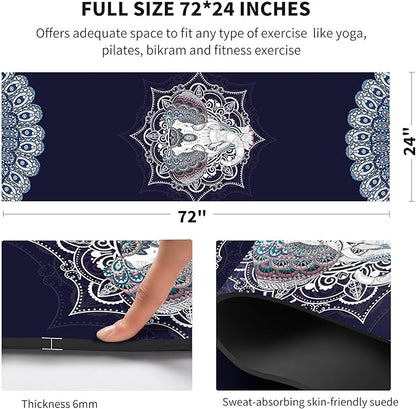 nuveti Yoga Mat Print Extra Thick TPE Non Slip Fitness Exercise Mat with Carrying Bag,72"x24" Extra Thick 6MM Exercise & Workout Mat for Yoga, Pilates Fitness and Floor Exercises