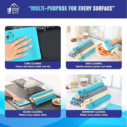3-Pack PVA Microfiber Cleaning Cloth – 12"x12" Ultra Absorbent, Quick Dry, Streak-Free, Kitchen, Glass, Home & Office