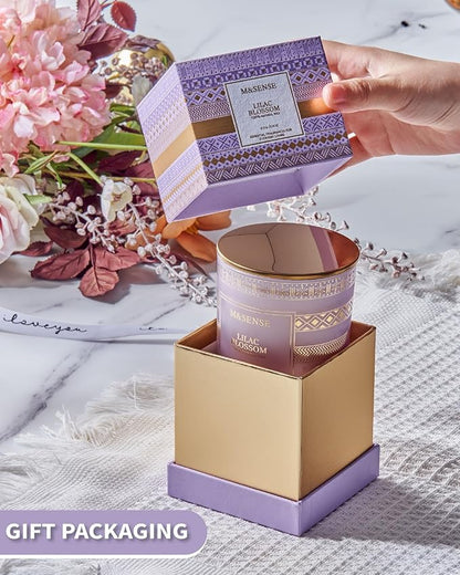 M&SENSE Lilac Blossom Soy Candles for Home Scented, 7.4oz 45 Hour Long Burning, Winter Aromatherapy Candle for Spa Meditation Yoga, Housewarming New Year Gifts for Her