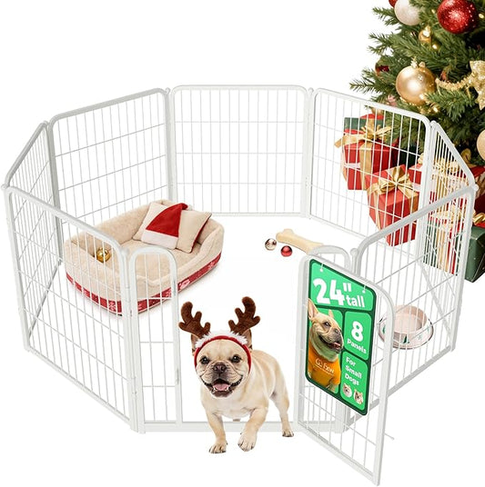 FXW Homeplus Unleashed Indoor Dog Playpen - Stress-Free and Safe Play, Heavy Duty 24 Inch 8 Panels Dog Pen for Puppy and Small Dogs, White│Patented