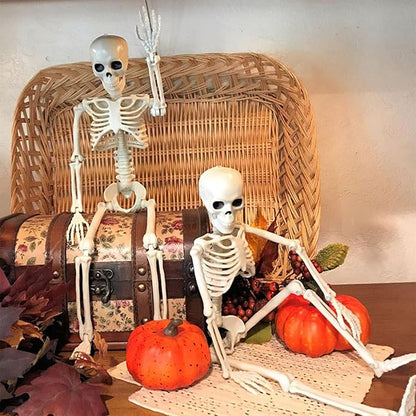 6 Pack Halloween Skeleton Decorations Outdoor: 16" Full Body Skeleton With Movable Posable Joints - Spooky Halloween Props for Yard, Garden, Lawn, Haunted House, Graveyard Decor