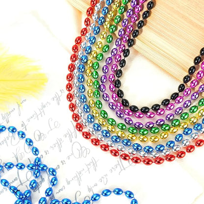 SHAOQINLIN 100 PCS Mardi Gras Beads, 10 Colors Party Beads 30.5 Inch Colorful Oval Beaded Necklaces for Mardi Gras, St. Patrick's Day, Christmas, Carnival Party