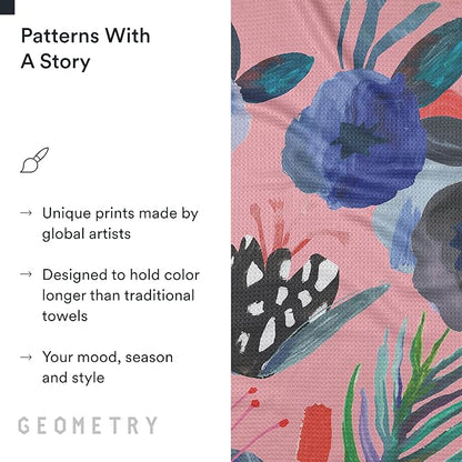 GEOMETRY Kitchen Tea Towels - Quick Dry Microfiber Dish Towels for Kitchen Watercolors, 18" x 30" 2 Pack