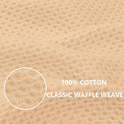 Homaxy 100% Cotton Waffle Weave Kitchen Dish Towels, Ultra Soft Absorbent Quick Drying Cleaning Towel, 13 x 28 Inches, 6-Pack, Apricot