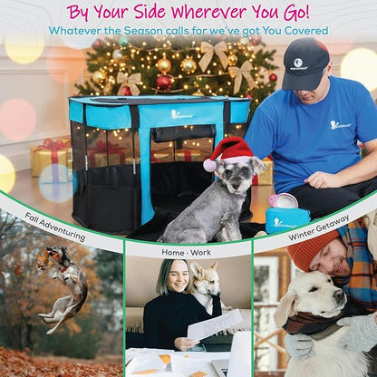 Portable Dog Playpen Medium - Cat Playpen for Indoor Cats Enclosed - Foldable Collapsible Fabric Pen - Travel Puppy Kitten Crate Kennel - Indoor Outdoor popup Tent for Pets Small Dogs Puppies Kittens
