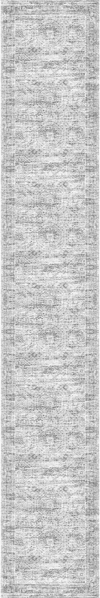 Washable Runner Rug 2.5x16, Non-Slip Long Hallway Runner for Entryway, Soft Vintage Kitchen Mats for Floor, Abstract Dining Room, Bedroom, Living Room Rugs(2.5'x16', Grey/Ivory)