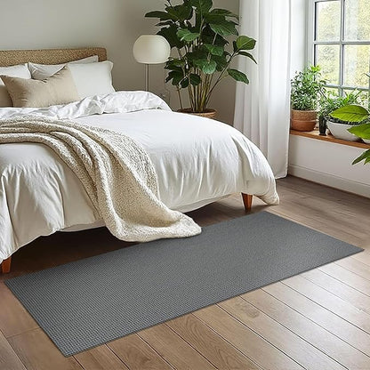 EARTHALL Woven Runner Rug 2x6 Ft Washable Runners for Hallways Cotton Non Slip Rubber Backed Kitchen Runner Braided Indoor Floor Carpet for Entryway, Hallway, Kitchen, Bedroom, Dark Gray