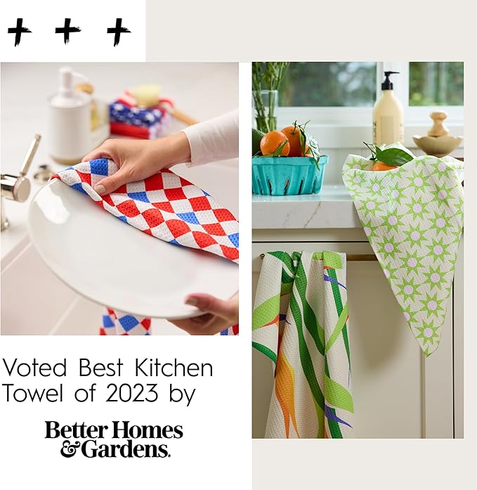 GEOMETRY Kitchen Towels - Quick Dry, Absorbent Microfiber Dish Towels for 4th of July, Memorial Day, Veterans Day, and Holiday Decor - Red, White, and Blue- Star Spangled