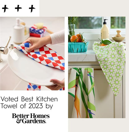 GEOMETRY Kitchen Towels - Quick Dry, Absorbent Microfiber Dish Towels for 4th of July, Memorial Day, Veterans Day, and Holiday Decor - Red, White, and Blue - Liberty Lines