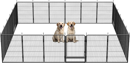 SunsGrove Dog Playpen Outdoor, Heavy Duty 40 Inch 24 Panels Dog Playpen for Medium and Large Dogs, Free and Safe Play Dog Fence Indoor, Black