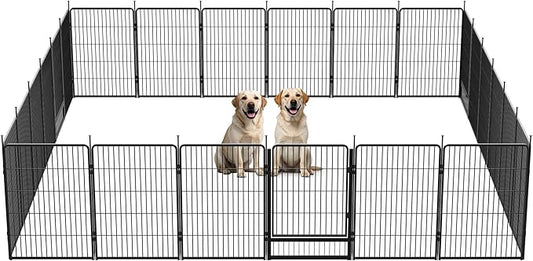 SunsGrove Dog Playpen Outdoor, Heavy Duty 40 Inch 24 Panels Dog Playpen for Medium and Large Dogs, Free and Safe Play Dog Fence Indoor, Black