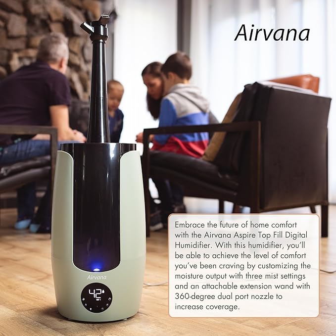 2.25 Gallon (8.5 Liter) Top Fill Digital Humidifier with LED Display Screen, Sleep Mode, and Coverage up to 757 Square Feet, AV200HUM White