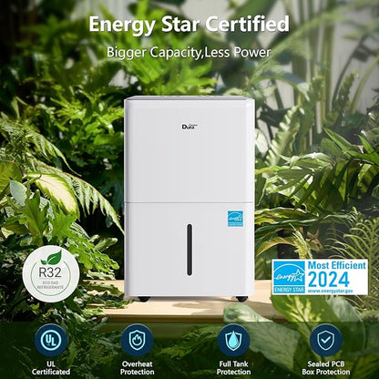 DuraComfort Dehumidifier for Basement,Up to 2500 Sq.Ft Small to Middle Rooms,Max to 35 Pints, Energy Star Certified Dehumidifiers,2024 New Model,White