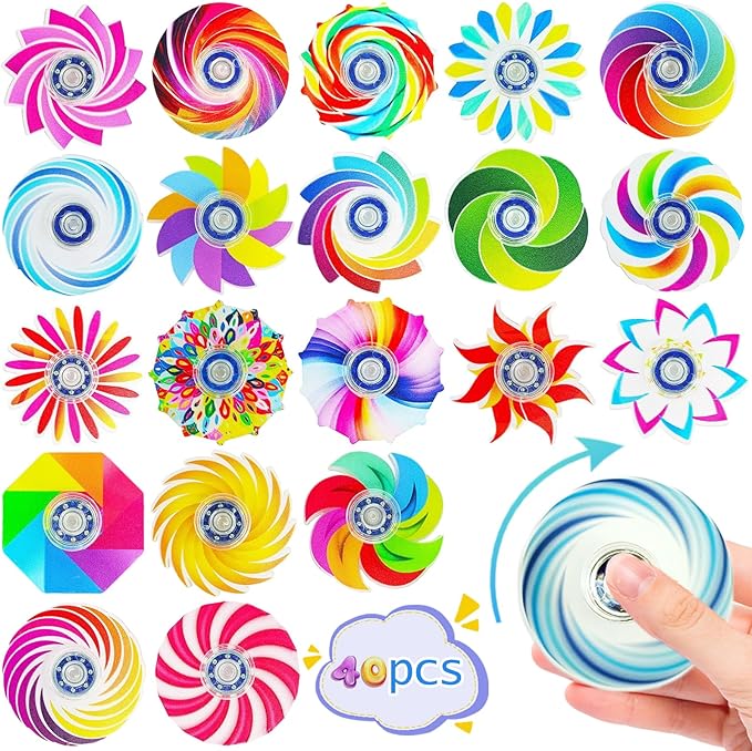 40 Pack Fidget Spinner Toys,Party Favors Supplies Birthday Gifts Christmas Stocking Goodie Bag Stuffers for Kids Adults,Sensory Toys for Boys Girls ADHD Stress Relief,Treasure Box Toy Classroom Prizes