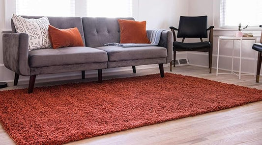 Unique Loom Solid Shag Collection Area Rug (3' 3" x 5' 3" Rectangle, Terracotta)