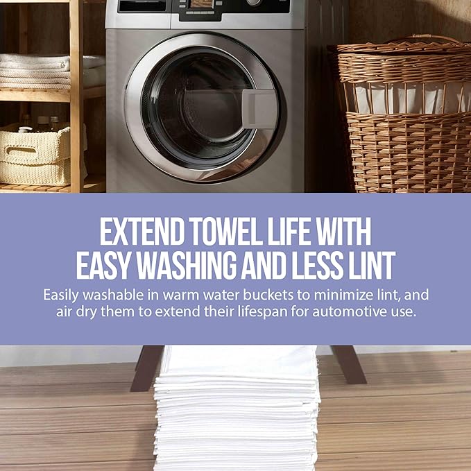 WHITEWRAP Shop Towels| Multipurpose Commercial and Residential Shop Cleaning| Car Wash, Polish, Housewares, Coffee Machine, Restaurant, Bathrooms, Electronics, Auto Garage | 50 Pack 14"x12" White