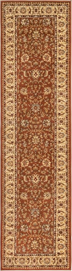 Rugs.com Aditi Collection Rug – 2' 7 x 10' Runner Brick Red Low Rug Perfect for Living Rooms, Large Dining Rooms, Open Floorplans