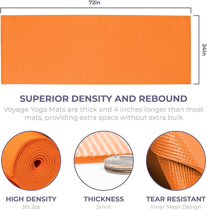 Sunshine Yoga Voyage Yoga Mat, 6 Pack, 72" x 24" Professional Studio and Gym Bulk Yoga Mats, 5mm Thick, Durable, Anti-Tear, Non Slip Fitness and Exercise Mats