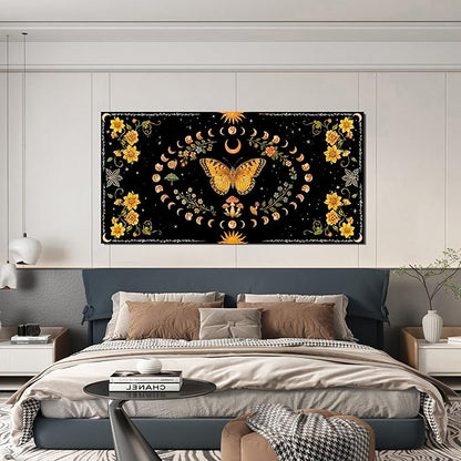 Abstract Wall Art Decor Large Boho Wall Art for Living Room Black Abstract Canvas Art Wall Decor Vintage Flower Wall Art Prints Butterfly Artwork for Walls Bedroom Office Wall Art Decor 24" X 48"