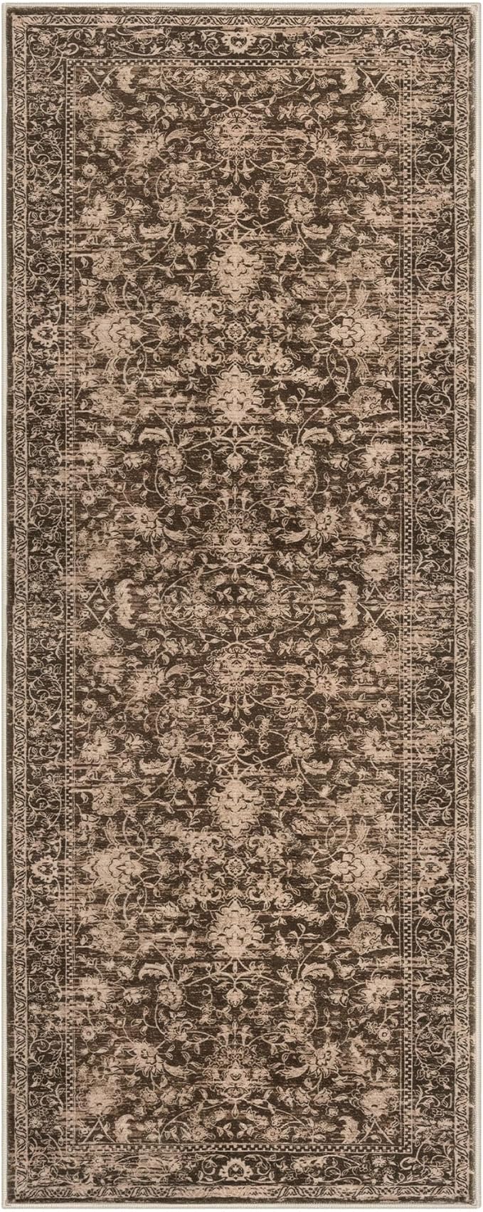 KILOCOCO Hallway Runner 2x5 Kitchen Runner Rug Printed Vintage Floral Washable Non-Slip Runners for Hallways Laundry Room Rugs Distressed Boho Rug Runners for Bedroom, Rust Red