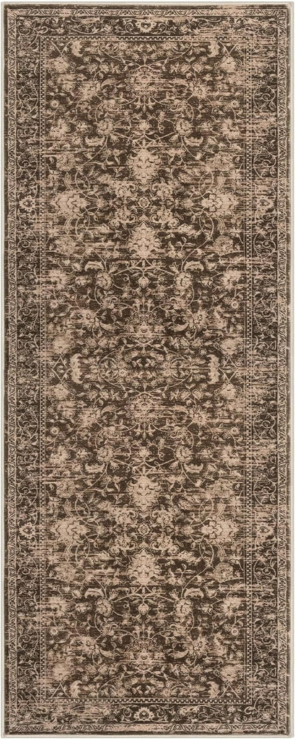 KILOCOCO Hallway Runner 2x5 Kitchen Runner Rug Printed Vintage Floral Washable Non-Slip Runners for Hallways Laundry Room Rugs Distressed Boho Rug Runners for Bedroom, Rust Red
