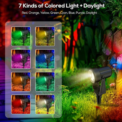 Banord RGBW Color Changing Outdoor Landscape Lighting, 10 Pack Low Voltage LED Outdoor Spotlight with Remote, IP65 Waterproof for Yard, Garden, Lawn