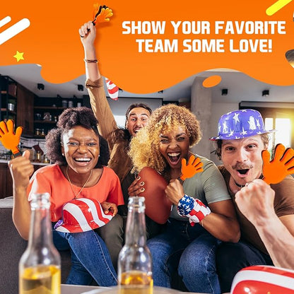 Junkin 48 Pcs Hand Clappers Bulk 7. 5 x 3. 5 Inches Noise Makers Party Favors Clapping Noise Maker Clacker for Birthdays Game Prizes Rewards Football Sporting Events Cheers Supplies (Orange,Black)