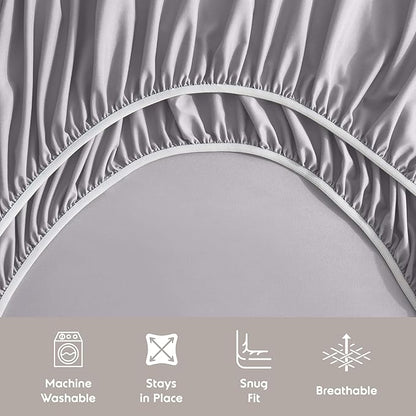 Nestl Full Sheet Set - Luxury 1800 Ultra-Soft Microfiber Full Bed Sheets - Double Brushed - Deep Pockets - Easy Fit - 4 Piece Set - Bedding Sheets & Pillowcases (Full, Grey Lavender)