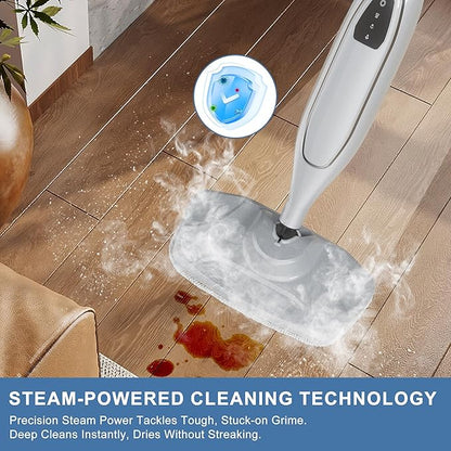 Steam Mop Cleaner, GONGNAR All-in-one Powerful Handheld Steam Cleaner with 11.8 OZ Water Tank & 23FT Power Cord, Detachable Steam Mop for Floor Cleaning, Tiles, Windows, Tile Grout, Carpets, Furniture