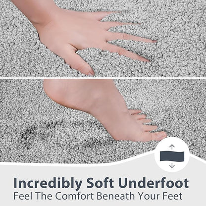 Bathroom Rugs 24" x 36", Non-Slip Extra Soft Absorbent Bath Rugs, Machine Washable Quick Dry Bath Mats for Bathroom Floor, Shower, Bathtub and Sink, Light Grey & Grey