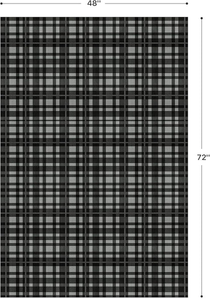 GENIMO Checkered Rug 4x6 Ft Black and White Fine Plaid Outdoor Rug Buffalo Plaid Rugs Mat Fall Doormats Washable Rug for Front Porch Decor Indoor Entrance Patio Balcony Entryway
