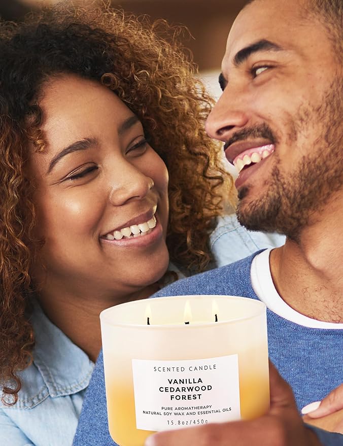 Vanilla Cedarwood Forest 3-Wick Soy Scented Candle, 15.8 oz | Warm Vanilla Woods Candle with Cedar, Balsam, Clove & Jasmine | Winter Aromatherapy Candle for Home, Clean Burning