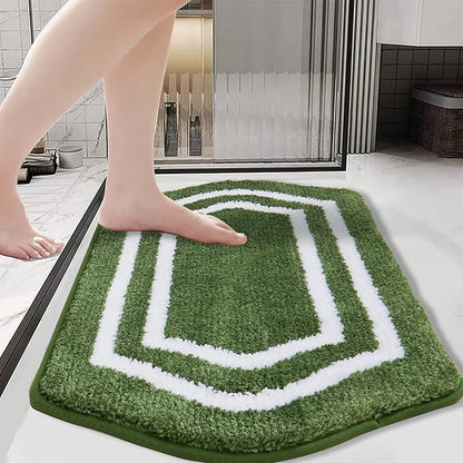 COSY HOMEER Extra Thick Bath Linen Sets Rugs - Anti-Slip Bath Mats Soft Plush 100% Strong Polyester Living Room Bathroom Water Absorbent(Green,20x32 - Inches)