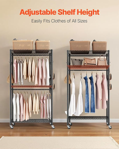 VEVOR Clothing Garment Rack, Heavy Duty Closet Wardrobe, Adjustable Tiers Clothes Racks with Steel Frame, for Bedroom, Clothing Store, Hallway