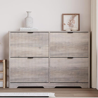 Large Shoe Cabinet for Entryway, Shoe Rack Cabinet with 4 Flip Drawer and Adjustable Shelves for Small Apartment, Foyer
