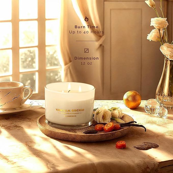 Vanilla Scented Candle - 100% Natural Soy Wax - Large 3 Wick Jar Candle - Up to 40 Hours Burning Time - Aromatherapy Candles for Home - Housewarming Gift for Men and Women
