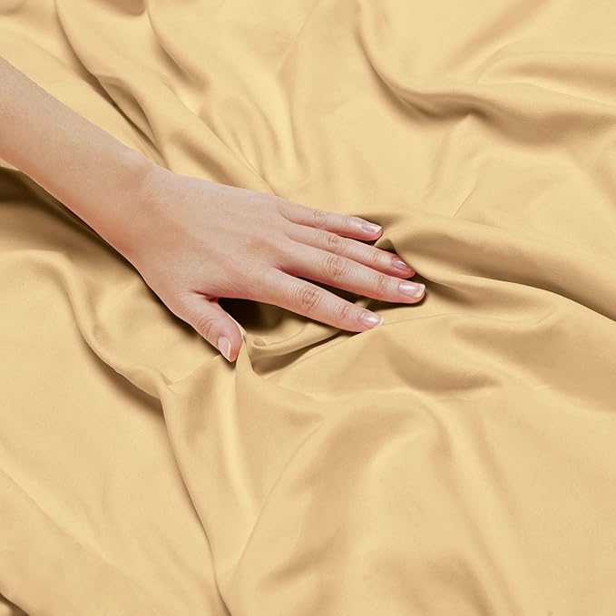 Nestl Split King Sheet Set - 1800 Ultra-Soft Microfiber Bed Sheets - Double Brushed - Deep Pockets - Easy Fit - 5 Piece Set - Bed Sheets & Pillowcases (Split King Size, Camel Gold)