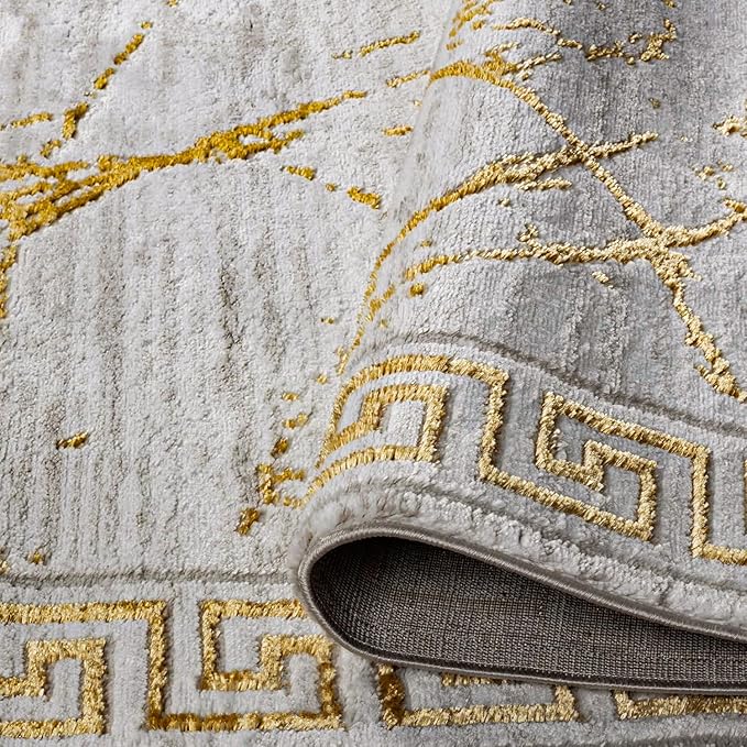 GLORY RUGS Area Rugs Marble 5X7 Cream Gold Carpet Modern Abstract Rug Living Room Dining Bedroom Rug